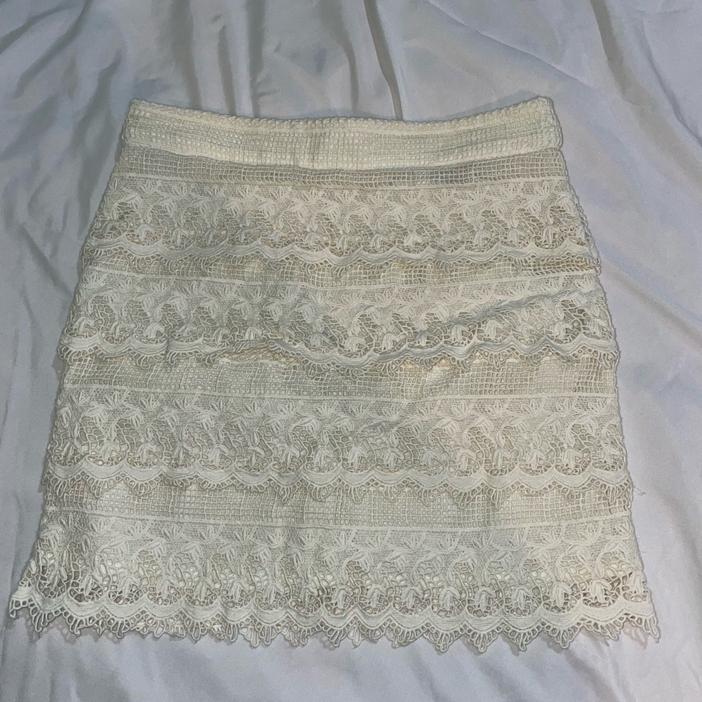 Lace white mini skirt
